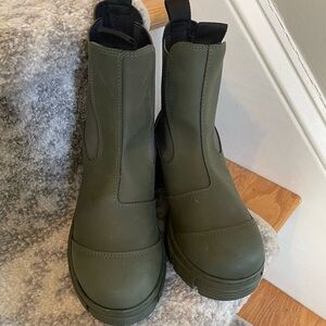 Ganni Forest Green Ankle Booties